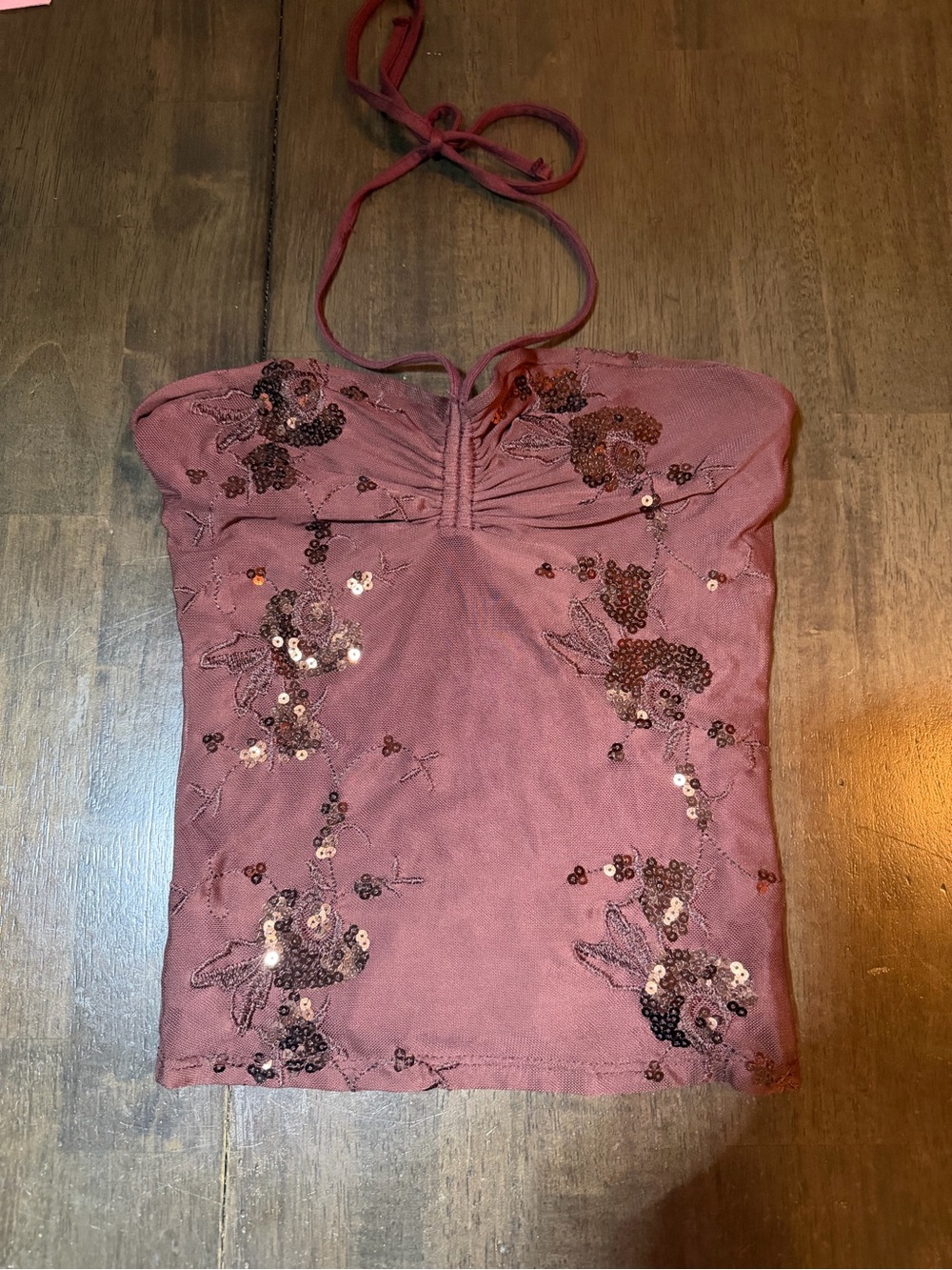 Embellished Mauve Halter Camisole Top